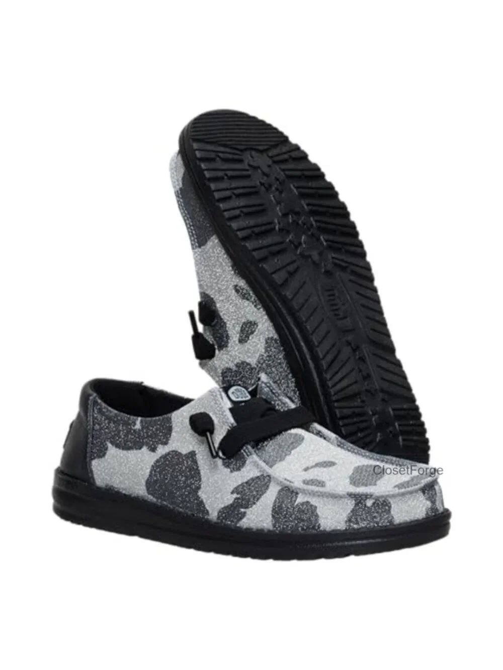 Women's Animal Print Slip On Loafers with Elastic Laces, Cushioned Insole